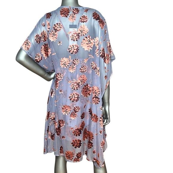 For Love & Lemons Purple Floral Mini Slip Dress & Sheer Kimono Duster Set O/S & - Picture 6 of 15
